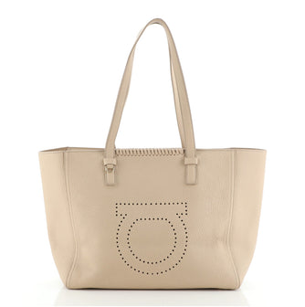 Salvatore Ferragamo Marta Tote Perforated Leather Medium