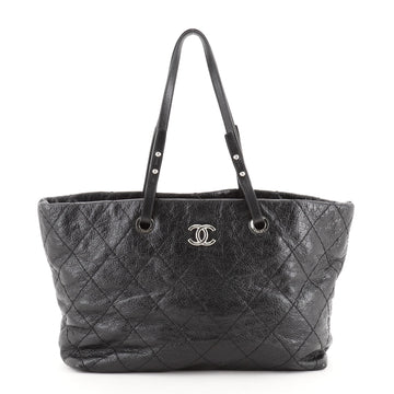 Chanel On The Road Shopping Tote Quilted Leather Large