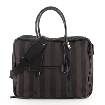 Fendi Vintage Convertible Double Zip Weekender Bag Pequin Canvas Large