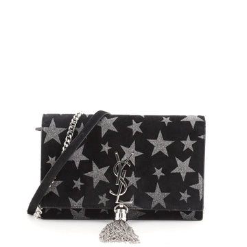 Saint Laurent Classic Monogram Tassel Chain Wallet Printed Suede