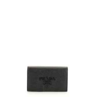 Prada Monochrome Flap Card Case Saffiano Leather