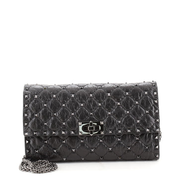 Valentino Rockstud Spike Wallet on Chain Quilted Leather Small