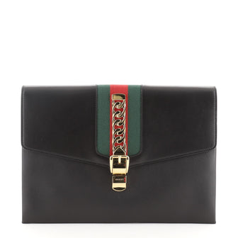 Gucci Sylvie Clutch Leather Maxi