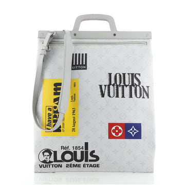 Louis Vuitton Chalk Flat Tote Bag Limited Edition Logo Story Monogram Canvas