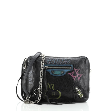 Balenciaga Graffiti Classic Studs Reporter Crossbody Bag Leather XS