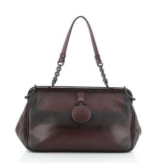 Bottega Veneta Frame Shoulder Bag Printed Glazed Leather Medium