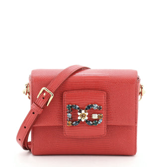 Dolce & Gabbana Millennials Shoulder Bag Embellished Lizard Embossed Leather Mini