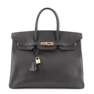 Hermes Birkin Handbag Black Ardennes with Gold Hardware 35