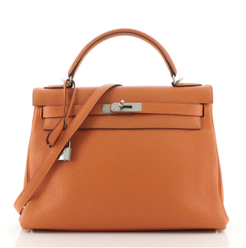 Kelly Handbag Orange H Togo with Palladium Hardware 32