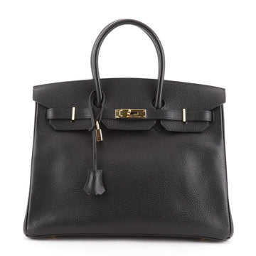 Hermes Birkin Handbag Black Ardennes with Gold Hardware 35