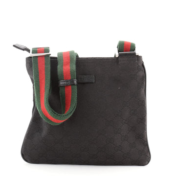 Gucci Web Strap Zip Messenger Bag GG Canvas Small