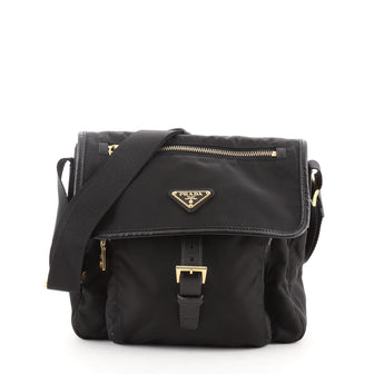 Prada Zip Buckle Messenger Bag Tessuto Small