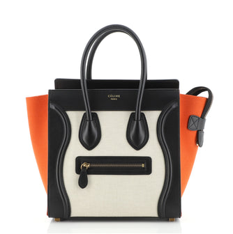 Celine Luggage Bag Canvas and Leather Micro