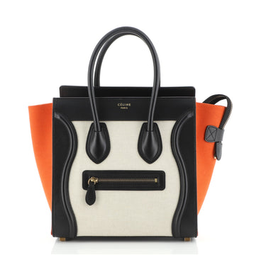 Celine Luggage Bag Canvas and Leather Micro