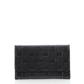 Chanel Lucky Symbols Gusset Flap Wallet Embossed Quilted Leather Small