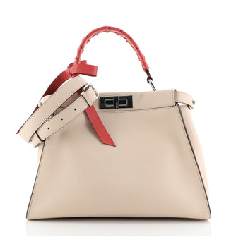 Fendi Bow Peekaboo Bag Whipstitch Leather Regular