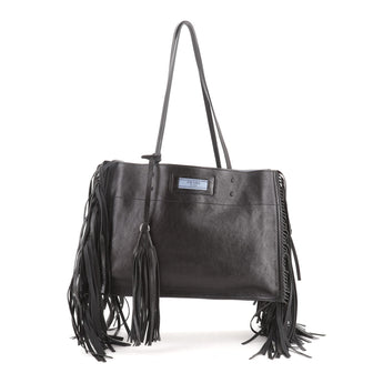 Prada Etiquette Fringe Tote Glace Calf Medium
