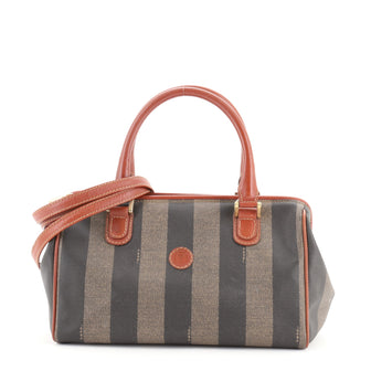 Fendi Vintage Pequin Convertible Boston Bag Coated Canvas Medium