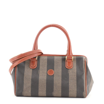 Fendi Vintage Pequin Convertible Boston Bag Coated Canvas Medium