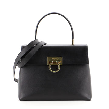 Salvatore Ferragamo Gancini Convertible Top Handle Bag Saffiano Leather Medium