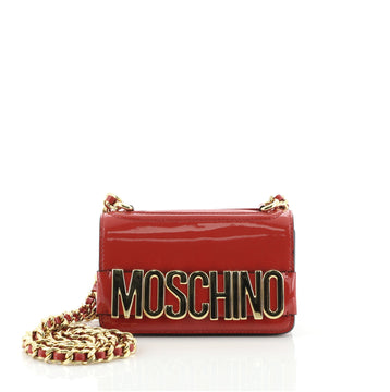 Moschino Logo Chain Flap Bag Patent Mini