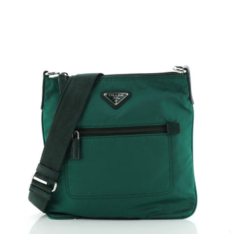 Prada Zip Top Messenger Bag Tessuto with Saffiano Leather Medium