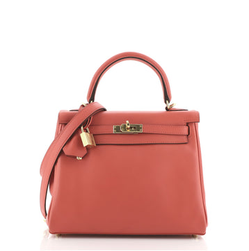 Hermes Kelly Handbag Red Swift with Gold Hardware 25
