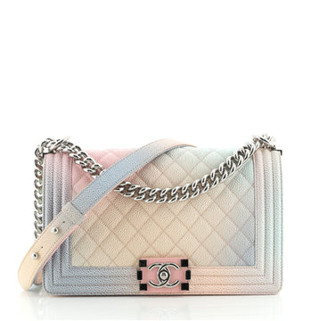 Chanel Rainbow Boy Flap Bag Quilted Painted Caviar Old Medium