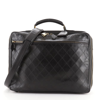 Chanel Vintage Diamond Stitch Weekender Quilted Leather Large