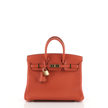 Hermes Birkin Handbag Orange Swift with Gold Hardware 25
