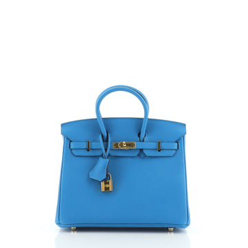 Hermes Birkin Handbag Blue Togo with Gold Hardware 25