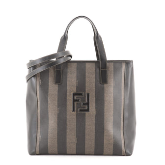 Fendi Vintage Pequin Convertible Tote Coated Canvas Large