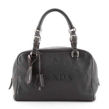Prada Embossed Logo Bauletto Bag Vitello Daino Medium