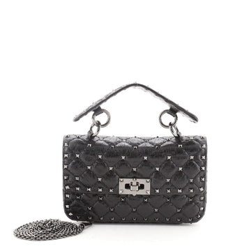 Valentino Rockstud Spike Flap Bag Quilted Leather Small