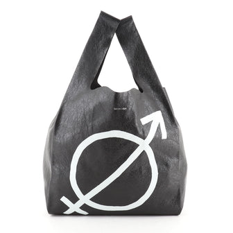 Balenciaga Supermarket Shopper Bag Plaid Printed Leather Medium
