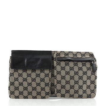 Gucci Vintage Double Belt Bag GG Canvas