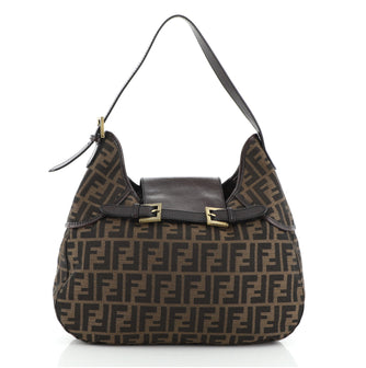 Fendi Vintage Double Buckle Hobo Zucca Canvas Medium