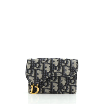 Christian Dior Saddle Card Case Oblique Canvas