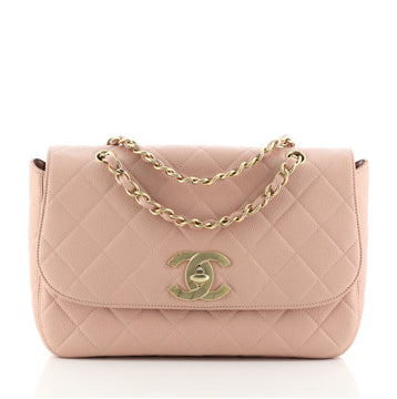 Chanel Vintage CC Chain Flap Bag Quilted Caviar Jumbo
