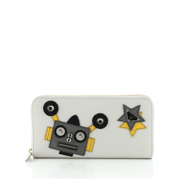Prada Robot Zip Around Wallet Leather