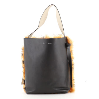 Celine Twisted Cabas Tote Fur and Leather Small