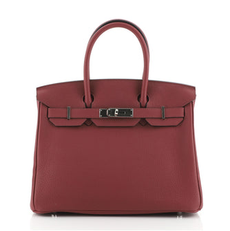 Hermes Birkin Handbag Red Togo with Palladium Hardware 30