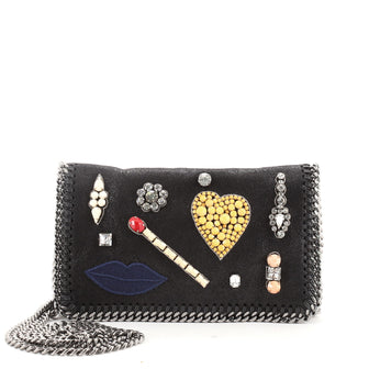 Stella McCartney Falabella Flap Crossbody Bag Embellished Shaggy Deer Small