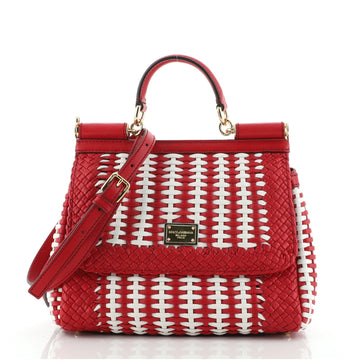 Dolce & Gabbana Miss Sicily Bag Woven Leather Medium