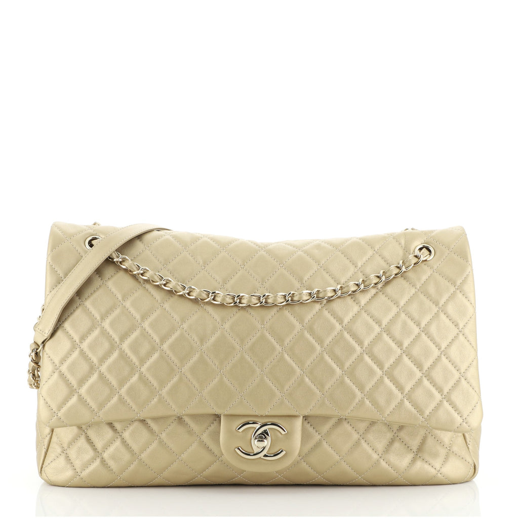 Chanel XXL Travel Flap Bag Quilted Calfskin Large Gold 601651