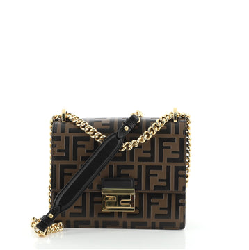 Fendi Kan U Shoulder Bag Zucca Embossed Leather Small