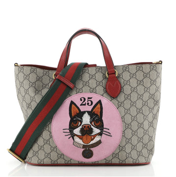 Gucci Convertible Soft Tote Bosco Print GG Coated Canvas Small
