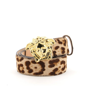 Versace Medusa Buckle Belt Pony Hair and Leather Wide