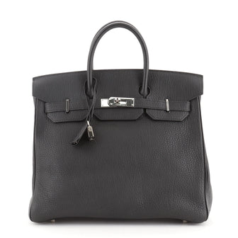 Hermes HAC Birkin Bag Black Fjord with Palladium Hardware 32