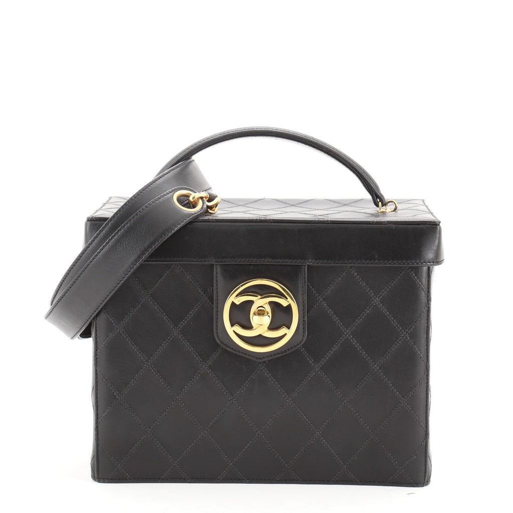 Chanel Vintage Vanity Case Quilted Leather Small Black 6019621